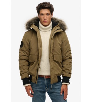 Casaco bomber com capuz acolchoado verde Everest com capuz