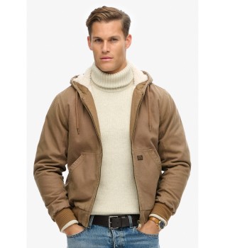 Vintage Workwear Veste bombardier  capuche marron