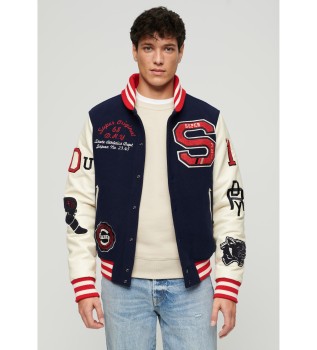 Cazadora bmber con insignias College Varsity marino