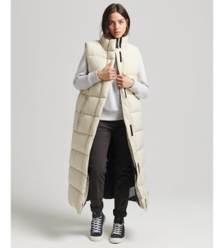 Gilet lungo imbottito in Ripstop beige