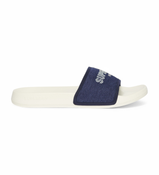 Strass-Flip-Flops Luxe wei, marineblau