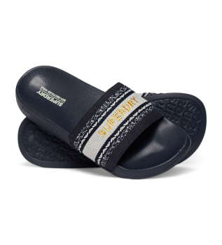 Zwarte geweven teenslippers