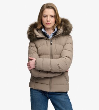 Veste matelassée Fuji avec fourrure synthétique et capuche marron