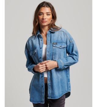 Blå oversize skjortjacka i denim