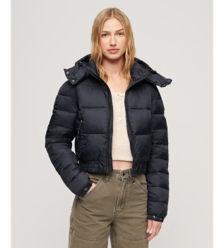 Casaco curto com capuz Fuji azul-marinho