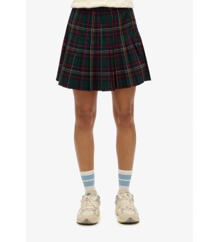 Green plaid pleated mini skirt