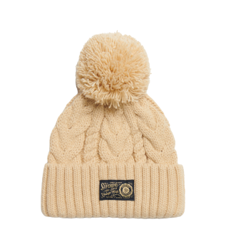 Gorro de malha entrançada bege