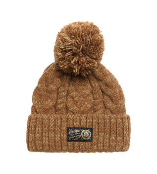 Gorro de malha entrançada castanha