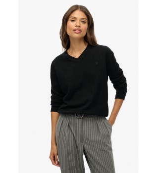 Camisola cl�ssica em V preta