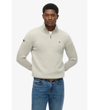 Jersey de cuello mao con cremallera gris