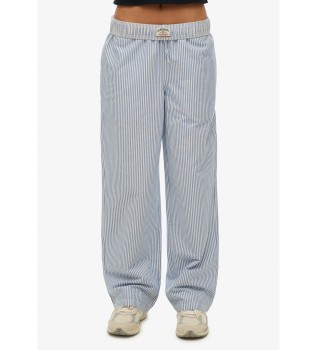 Streep Elastische broek blauw