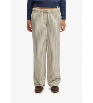 Stripe Elastic-bukser i beige