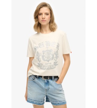 College-T-shirt med beige kanter