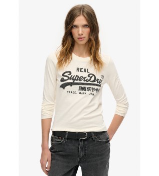 T-shirt grfica com adornos e logtipo Vintage branco