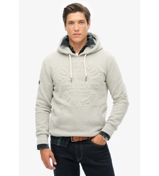Sudadera gr�fica con capucha y logotipo en relieve gris