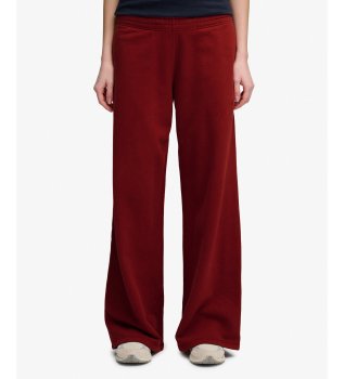 Essential Logo Wide Leg Jogger burgundy pants