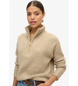 Pull beige essentiel  col zipp