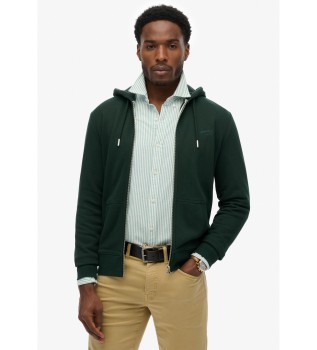 Sudadera con capucha y cremallera Essential Logo verde