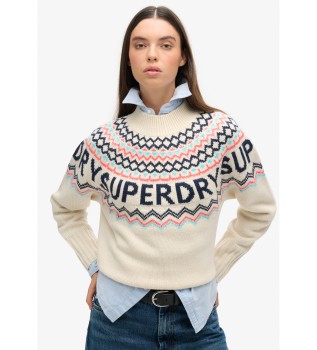 Fairisle-jumper i beige
