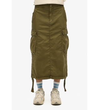 Green cargo midi skirt