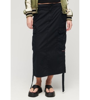 Black midi military skirt