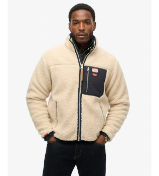 Vintage Retro beige full zip fleece lining