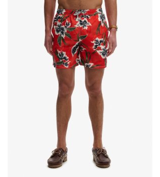 Hawaiian Print 16 röd baddräkt