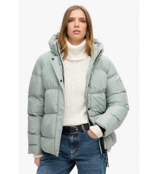 Casaco desportivo acolchoado com capuz e cinco abafadores cinzentos