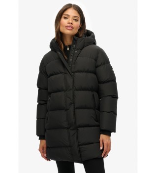 Kapuzen-Sport-Puffer-Mid-Jacke schwarz