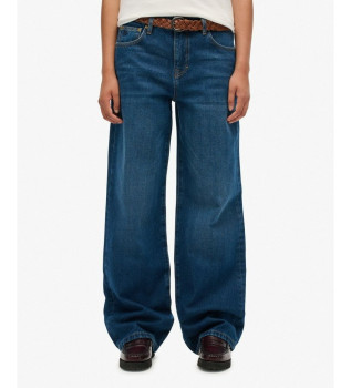 Jeans mid rise wijde pijp blauw