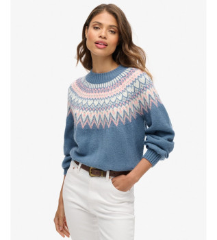 Pull ample imprim bleu