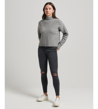 Essential grauer Vintage-Pullover mit Rundhalsausschnitt