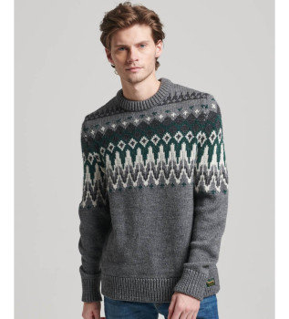 Pulver de malha com gola redonda e cinzento alpino