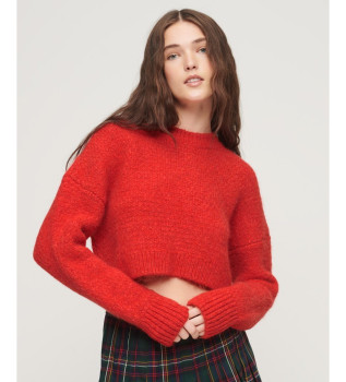 Pull court en tricot avec texture vintage rouge