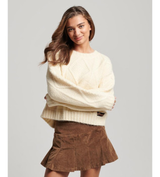 Jersey en punto trenzado grueso blanco leche