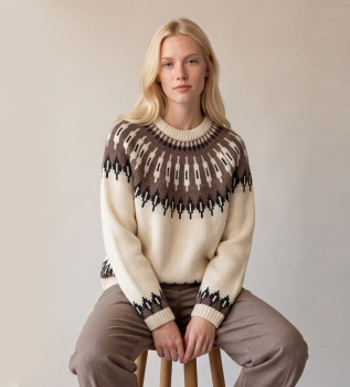 Jersey Fairisle Ronde Hals beige