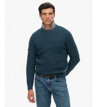 Pull raglan épais bleu