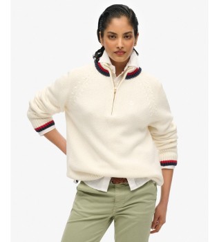 Jersey con media cremallera Tipped beige