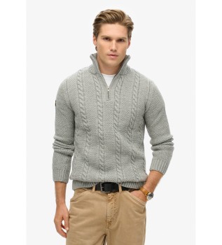 Pull Vintage Jacob Grey tress en tricot avec demi-fermeture  glissire
