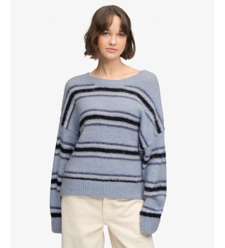 Bluza dresowa Slouchy w paski, szczotkowana, jasnoniebieska