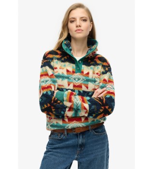 Superblød fleece med beige print