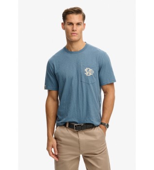 Merchant Grafična žepna majica modra