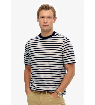 Majica Merchant Stripe T-shirt bela, mornarska