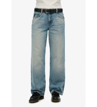 Blauwe jeans met wijde pijpen