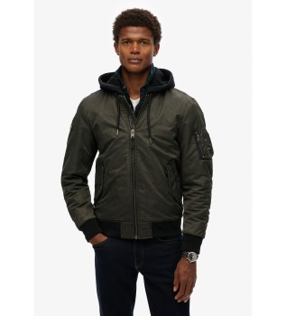 Chaqueta militar con capucha MA1 negro