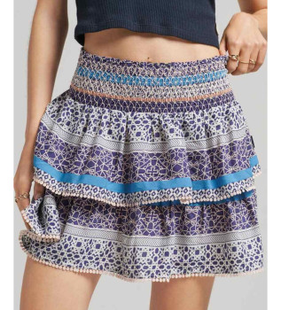 Minigonna a strati con logo vintage blu