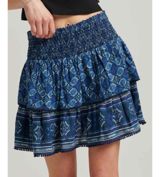 Minigonna a strati con logo vintage blu