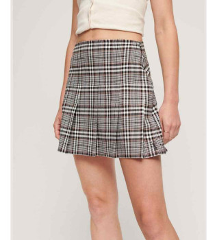 Minigonna a pieghe in tweed vintage nero