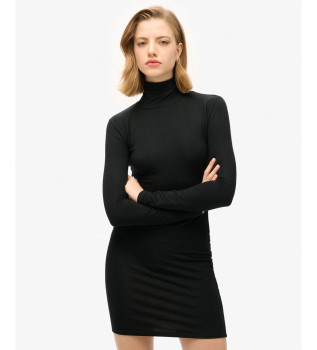 Mini-robe à manches longues à encolure haute noir