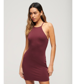 Rdbrun olympisk minikjole med ryg